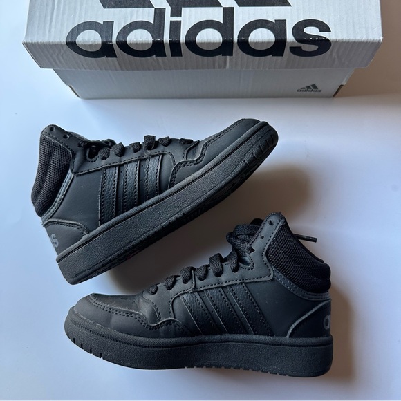 Adidas Kids Black Mid-Top Hoops 3.0K Basketball Sneakers - Picture 5 of 8